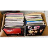 2 BOXES OF RECORDS CONTAINING APPROXIMATELY 140 TITLES OF ROCK MUSIC FROM TH 70'S,