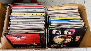 2 BOXES OF RECORDS CONTAINING APPROXIMATELY 140 TITLES OF ROCK MUSIC FROM TH 70'S,