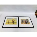 A PAIR OF FRAMED AND MOUNTED JACK VETTRIANO PRINTS.