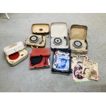 FIVE VINTAGE PORTABLE RECORD PLAYERS TO INCLUDE FIDELITY, WESTMINSTER,