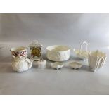 A COLLECTION OF ASSORTED COALPORT BONE CHINA TO INCLUDE CAIRO-RED POT, COUNTRY WARE BASKET,