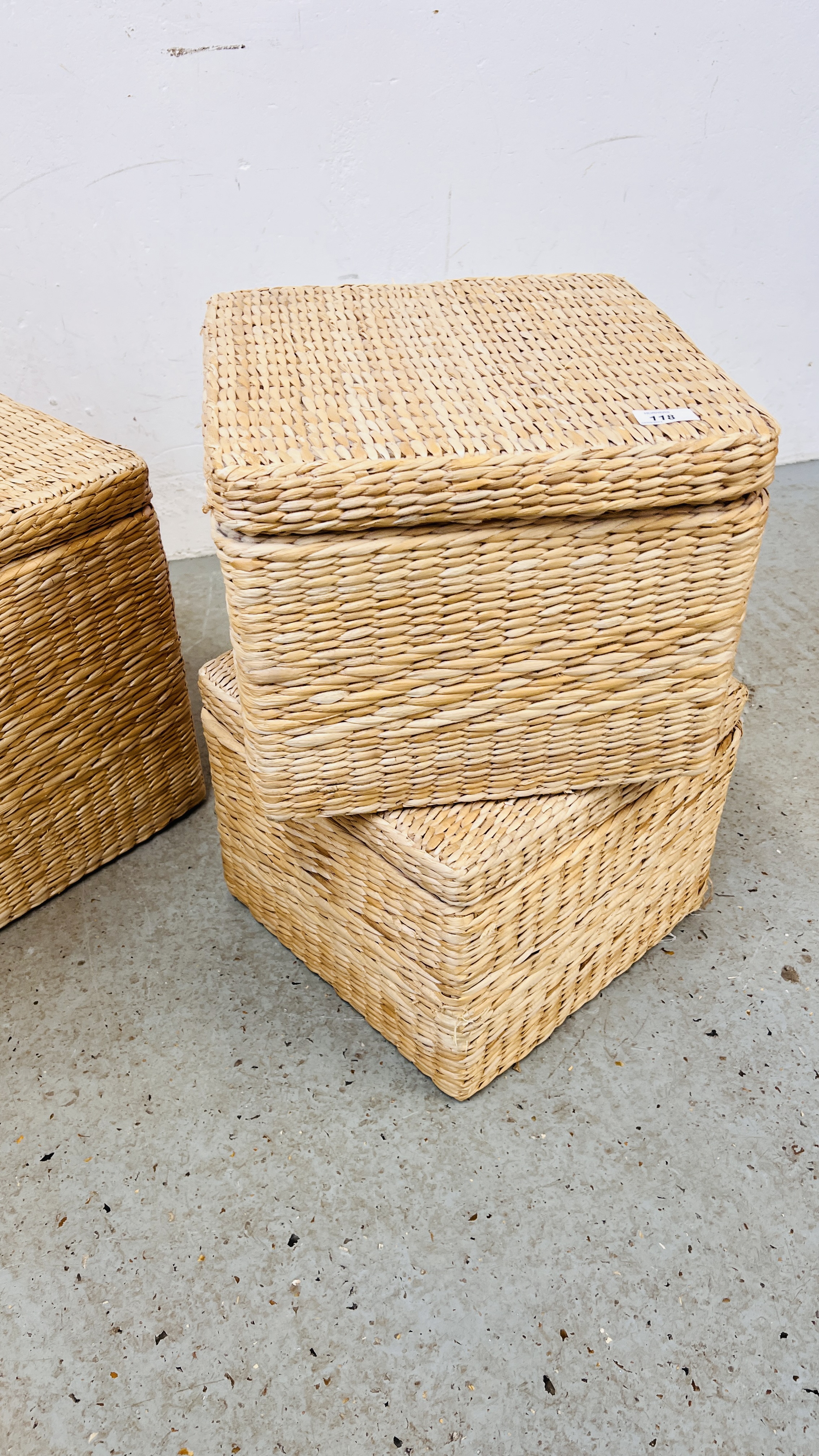 A SET OF 4 SEA GRASS STORAGE BOXES. - Image 4 of 7