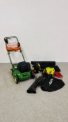 A MC CULLOCH PETROL DRIVEN GARDEN BLOWER AND A GARDEN GEAR ELECTRIC GARDEN BLOWER / VAC AND JOHN