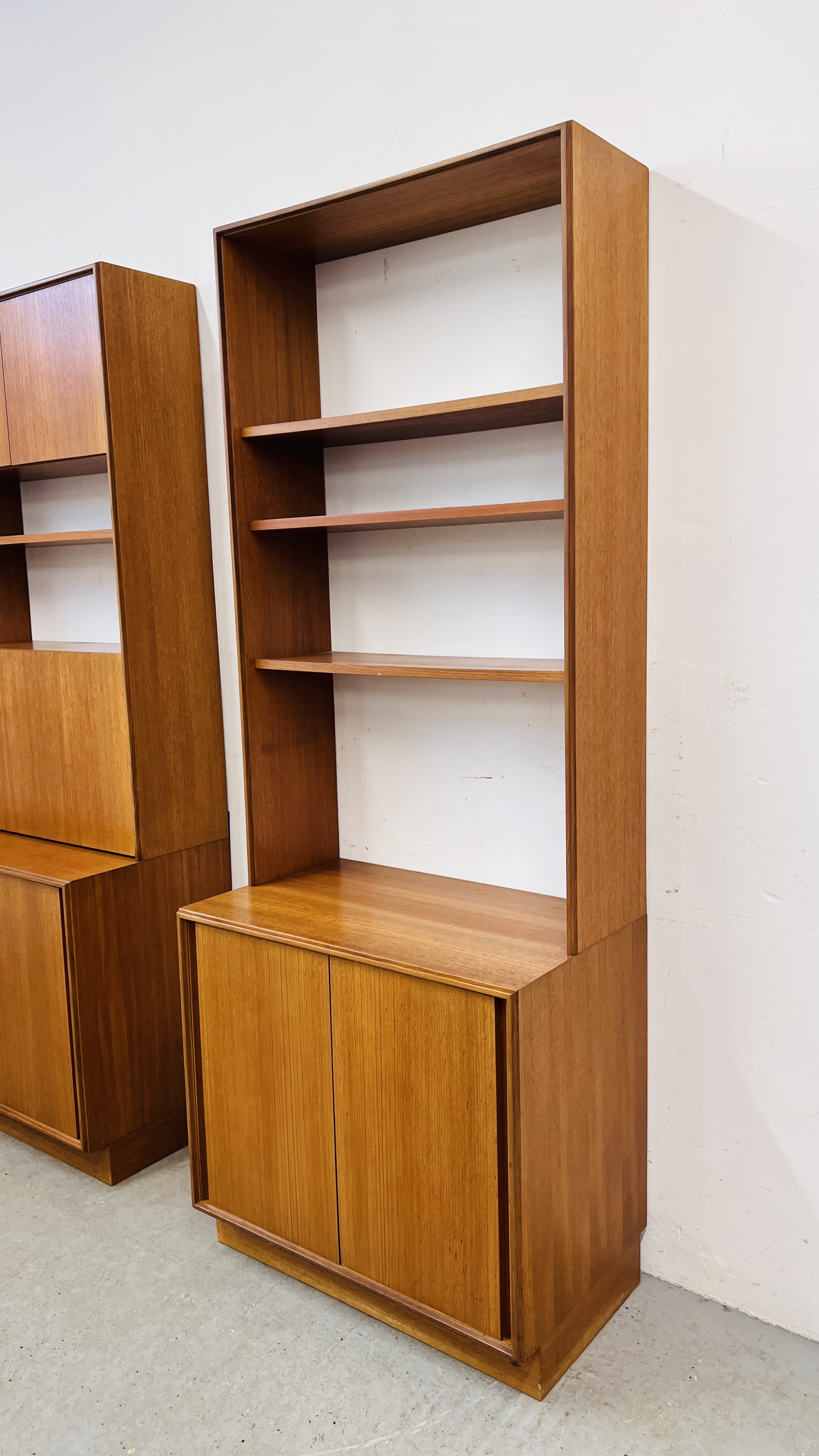 TWO G PLAN TEAK WALL UNITS, EACH W 76CM, D 46CM, H 199CM. - Image 2 of 11