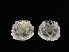 A PAIR OF ORREFORS GLASS CANDLE HOLDERRS (NIMBUS FIREFLY TEA LIGHT) H 7CM.
