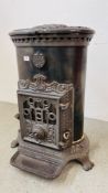 VINTAGE FRENCH GREY CAST ENAMELLED "GODIN" STOVE - H 75CM.