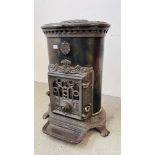 VINTAGE FRENCH GREY CAST ENAMELLED "GODIN" STOVE - H 75CM.