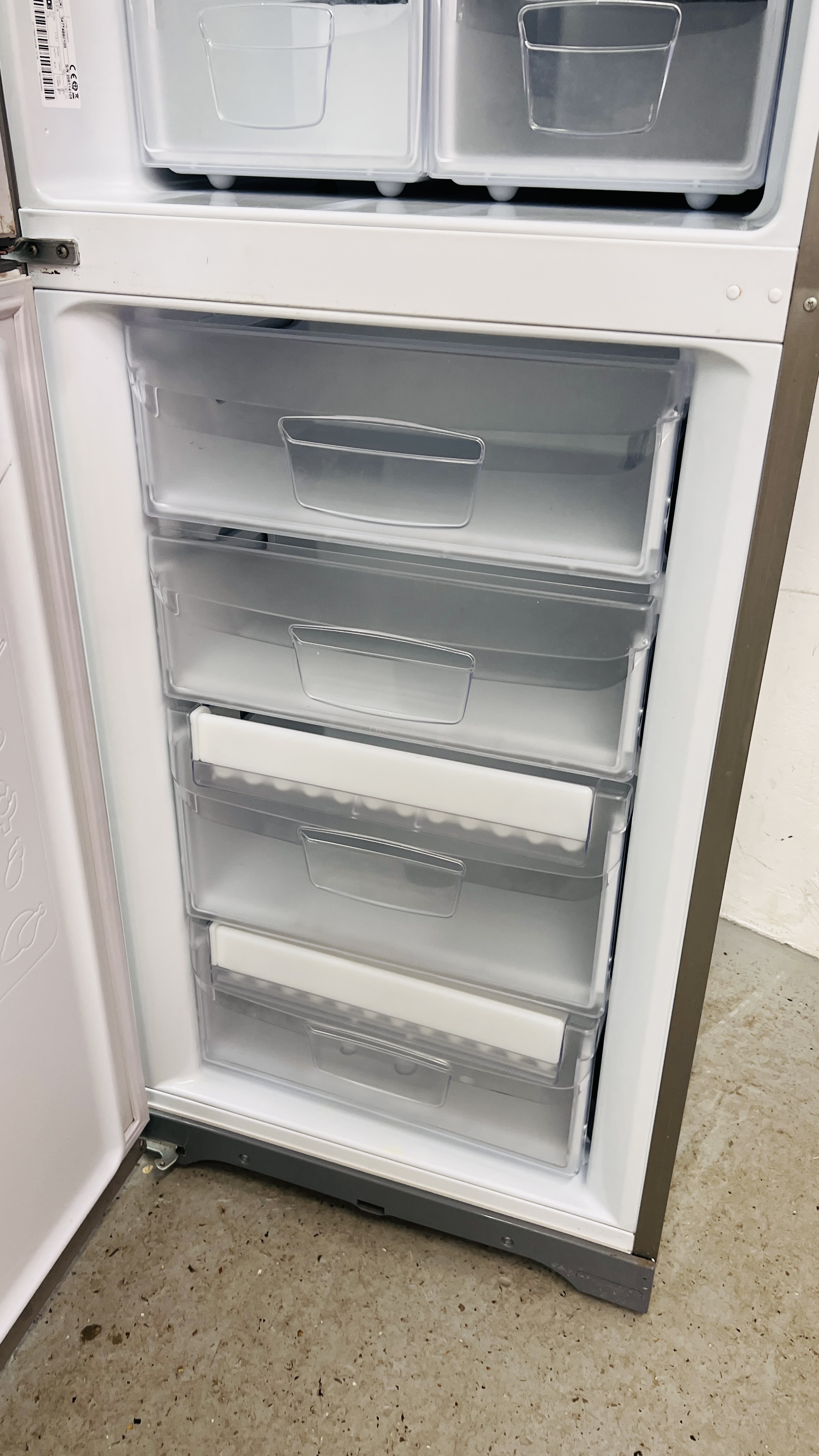 A INDISIT SILVER FINISH FRIDGE FREEZER - SOLD AS SEEN. - Image 10 of 11