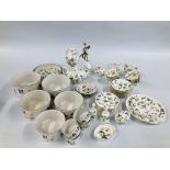 A COLLECTION OF "WEDGEWOOD" WILD STRAWBERRY TEA AND DINNER WARE TO INCLUDE TEA CUPS AND SAUCERS,