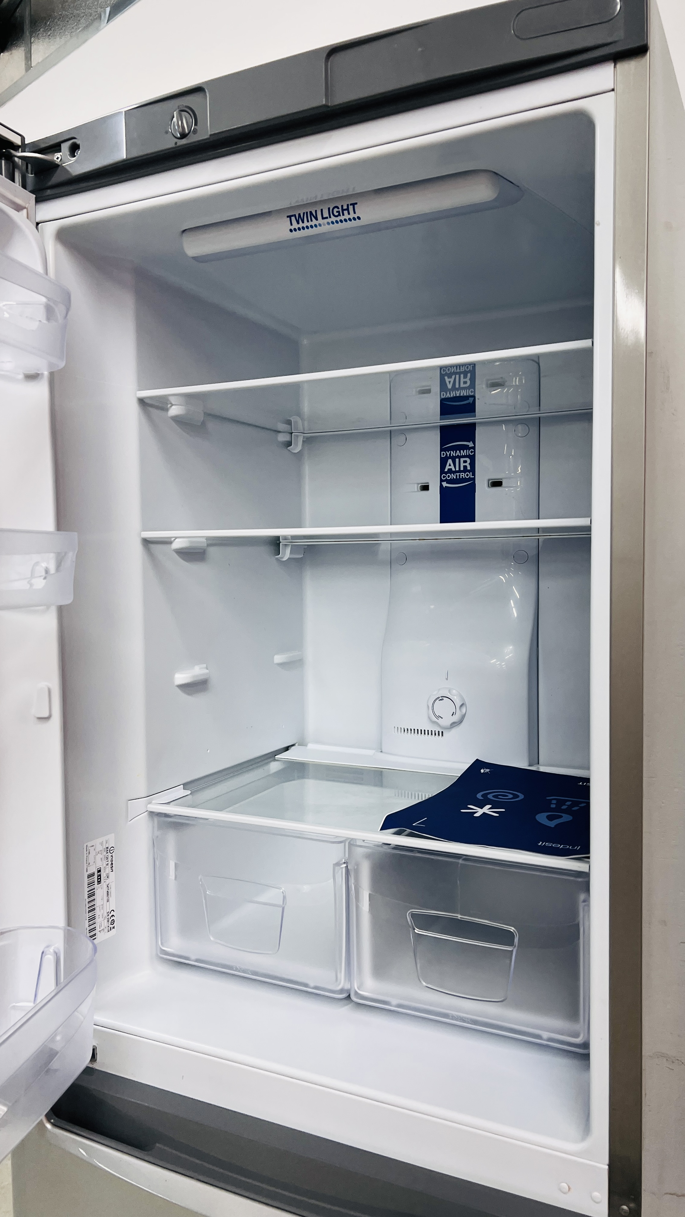 A INDISIT SILVER FINISH FRIDGE FREEZER - SOLD AS SEEN. - Image 5 of 11