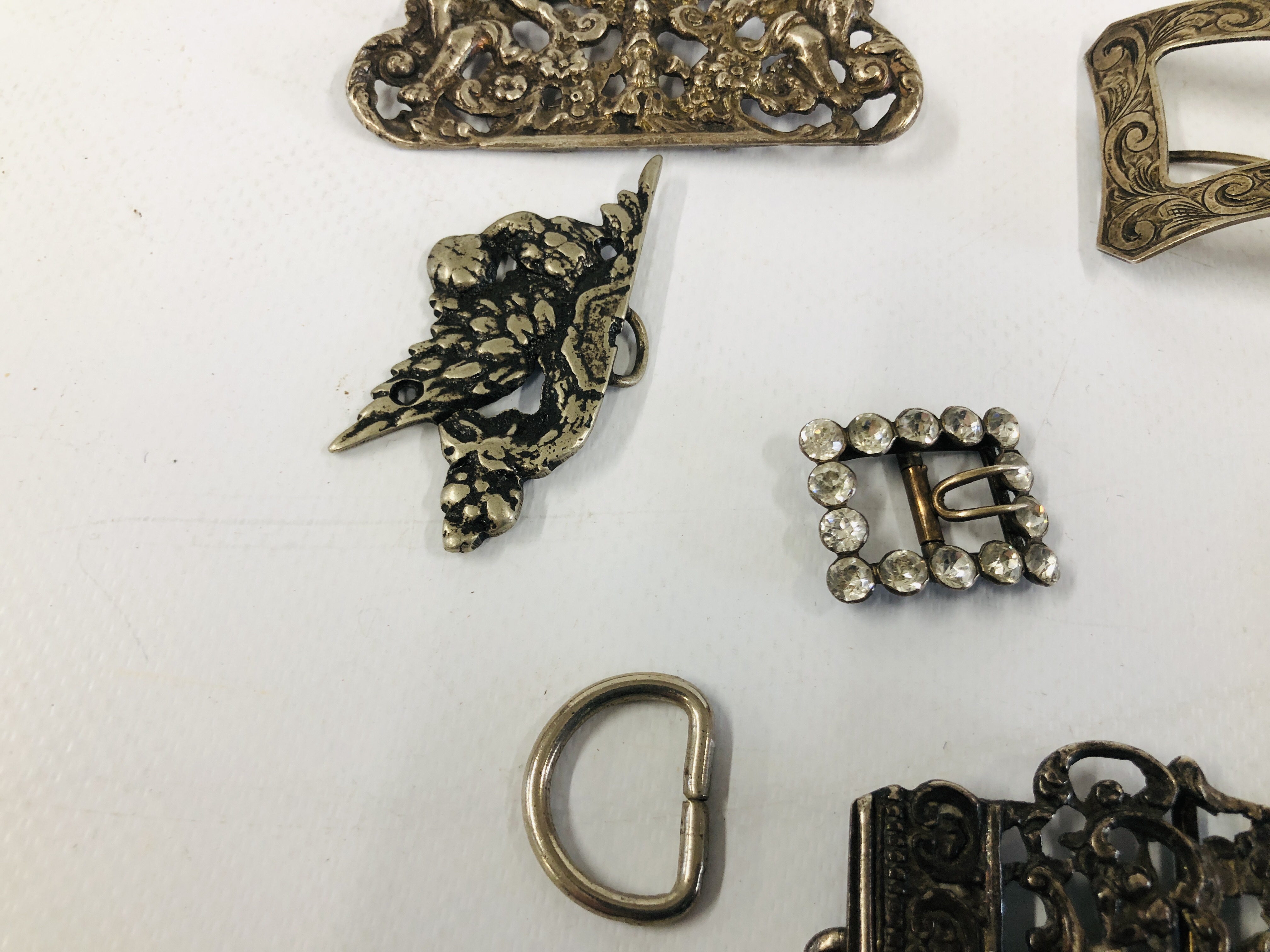 A GROUP OF FIVE SILVER HALF BUCKLES VARIOUS DATES AND MAKERS, - Image 7 of 8