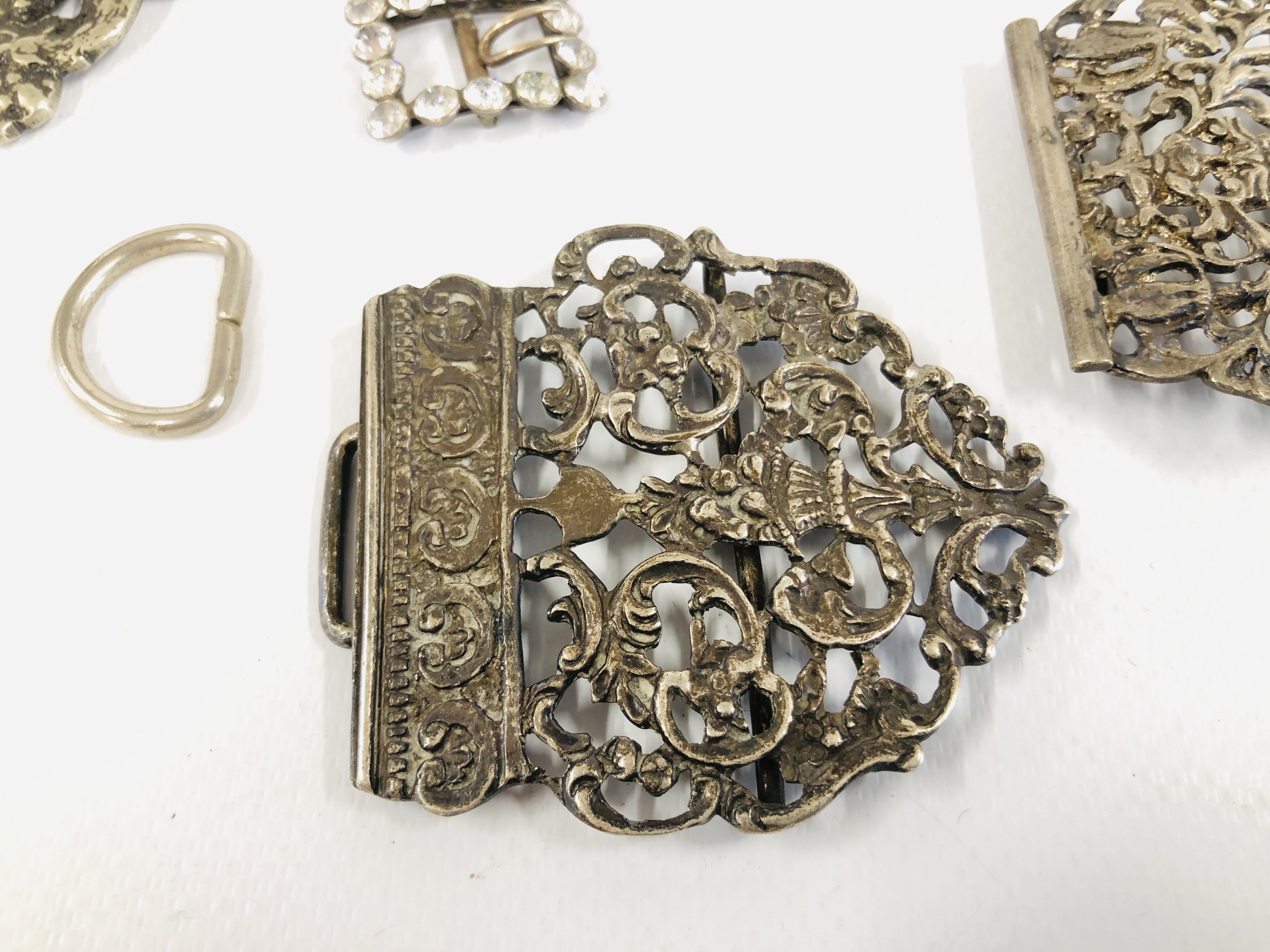 A GROUP OF FIVE SILVER HALF BUCKLES VARIOUS DATES AND MAKERS, - Image 2 of 8