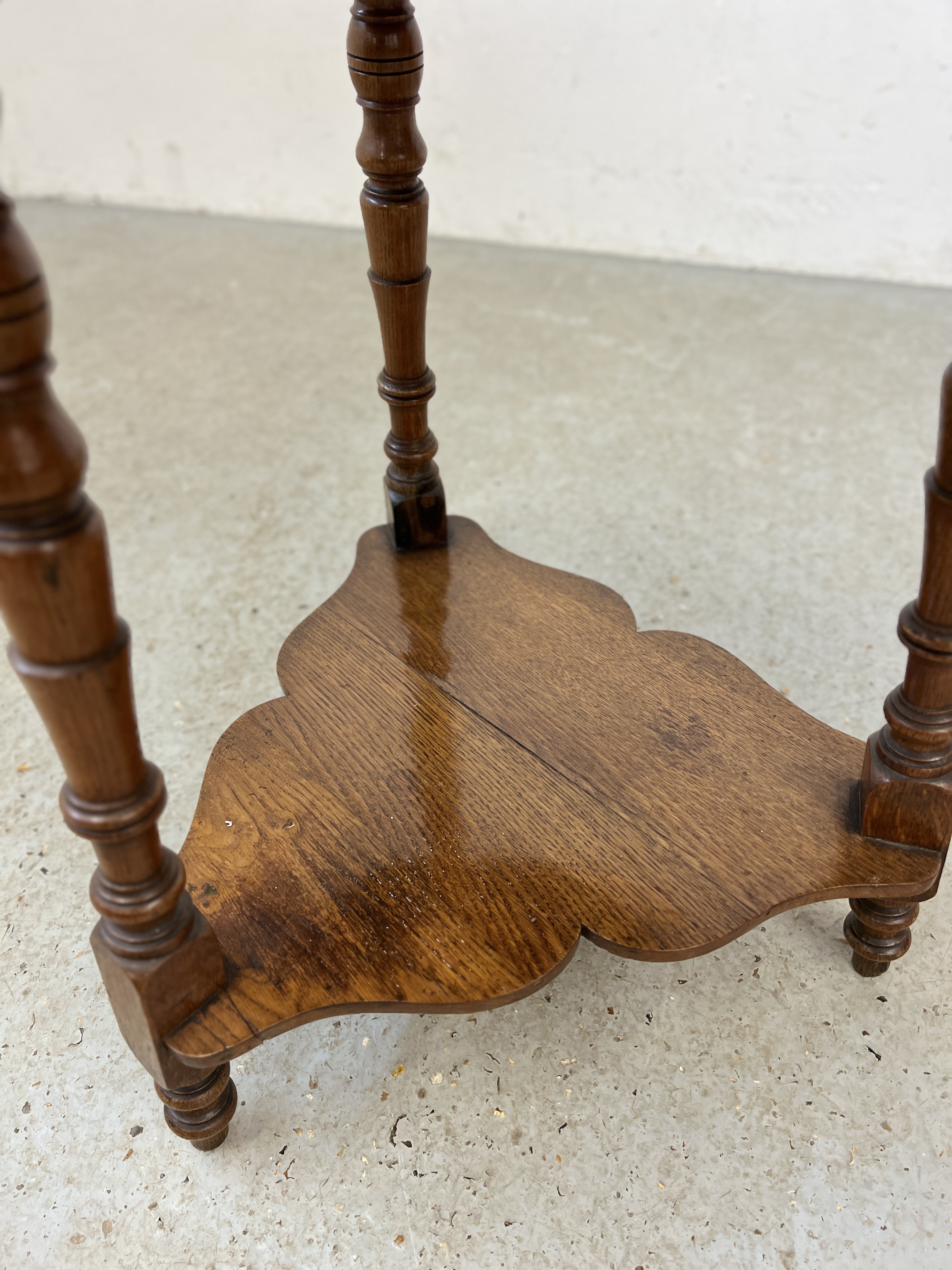 SOLID OAK OCCASIONAL TABLE MADE FROM FOUDROYANT BATTLESHIP WITH INSCRIPTION TO THE TOP AND TURNED - Image 7 of 7