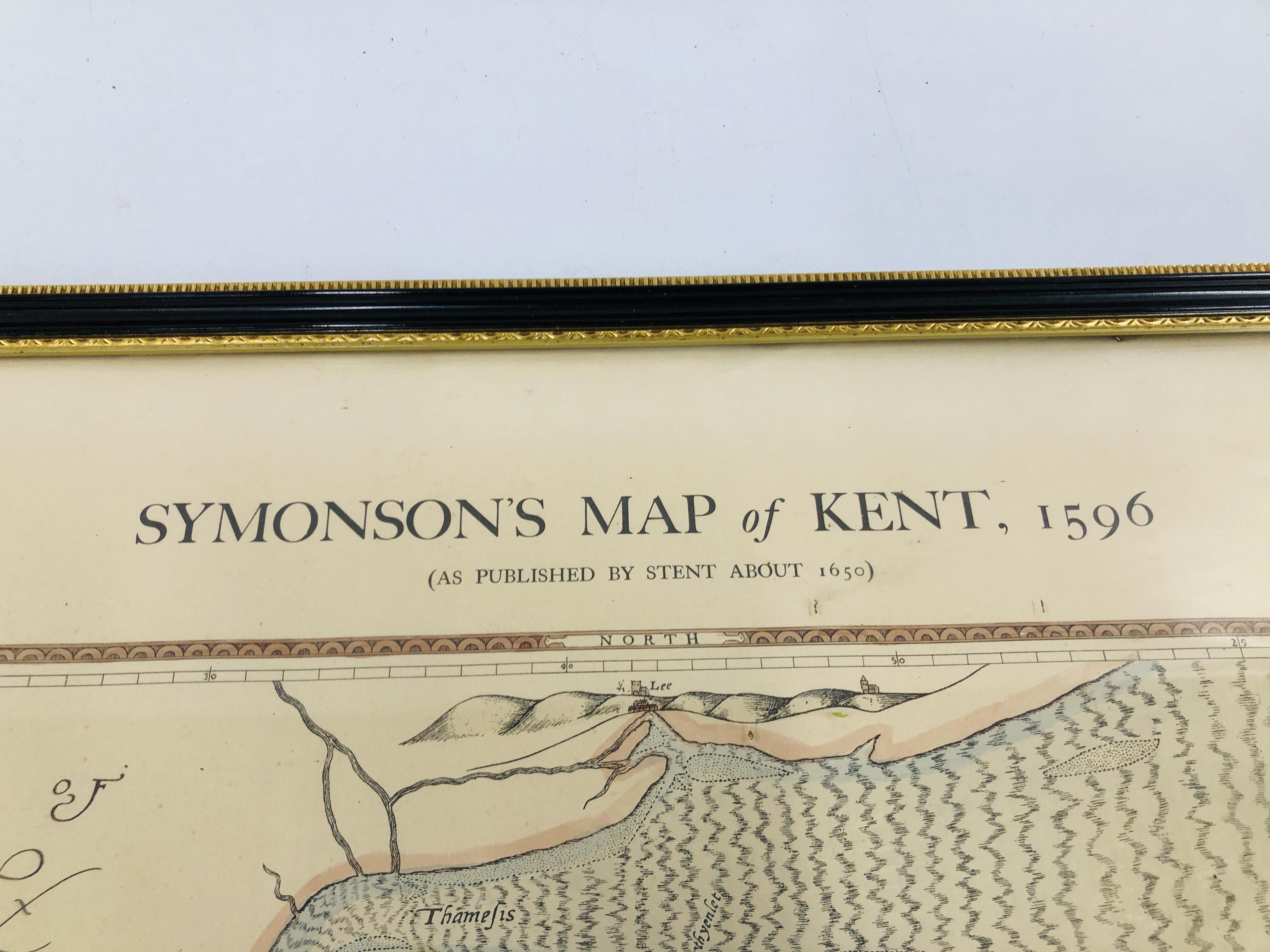 A VINTAGE SYMONSONS FRAMED MAP OF KENT 1968. - Image 3 of 8