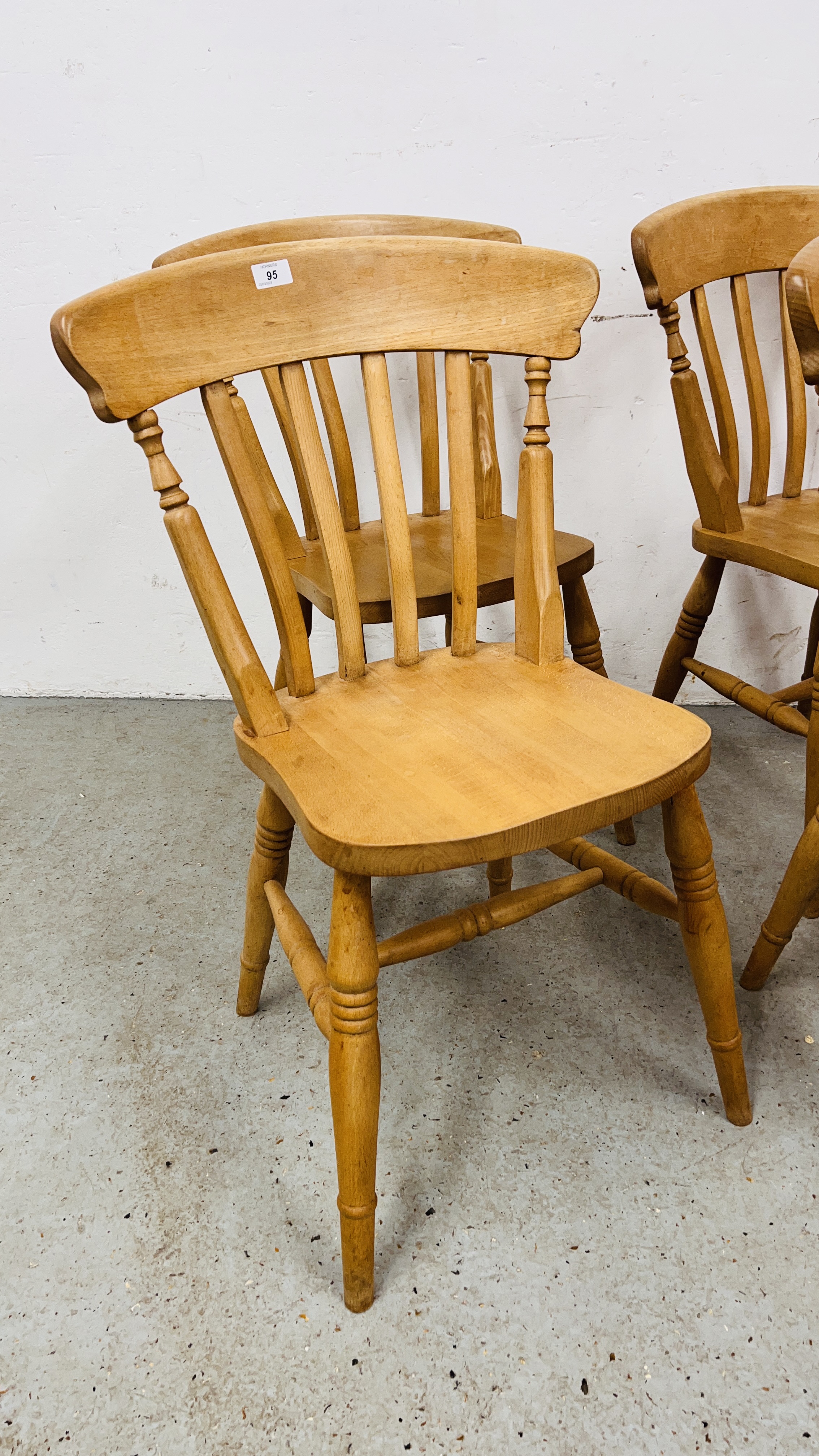 SET OF FOUR MODERN BEECHWOOD KITCHEN CHAIRS. - Image 2 of 8