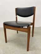 A MID CENTURY DANISH TEAK SIDE CHAIR BEARING LABEL FRANCE & SON. DESIGNED BY FIN JUHL A/F NO.