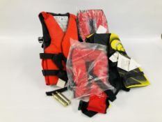 4 BUOYANCY AIDS AND 2 REFILL CANISTERS.