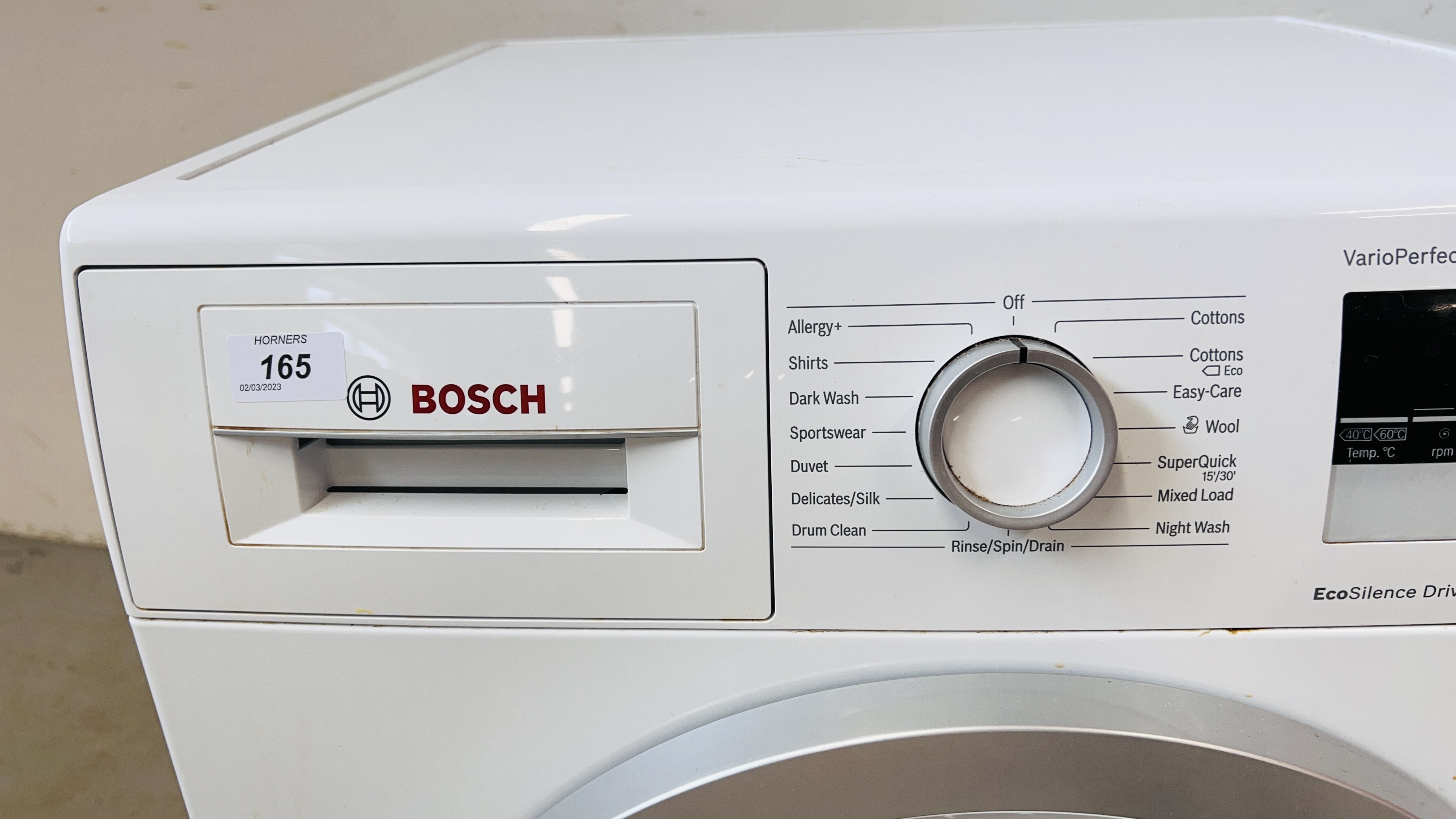 A BOSCH VARIO PERFECT ECO SILENCE DRIVE WASHING MACHINE - SOLD AS SEEN. - Image 3 of 8