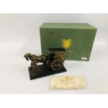 A RESIN MODEL OF "YOUR TEA MADAM" RINGTONS TEA HORSE AND CART IN THE COLD BRONZE STYLE WITH