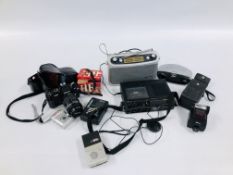 A GROUP OF RADIOS AND TAPE PLAYERS TO INCLUDE ROBERTS X 2, MARANTZ MODEL NO.