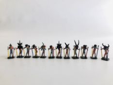A GROUP OF 12 HAND PAINTED GROTESQUE ANIMAL LEAD FIGURES.
