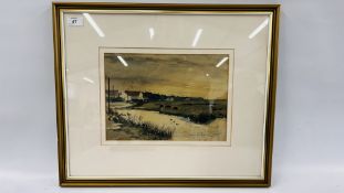 KEN BRYSON: SALTHOUSE, WATERCOLOUR, 22 X 32CM (FOXED).