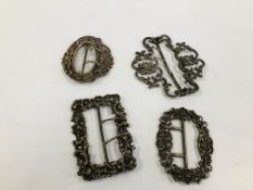 A GROUP OF FOUR SILVER BUCKLES INCLUDING AN UNUSUAL LARGE EXAMPLE BY WILLIAM NAUL, BIRMINGHAM 1893.