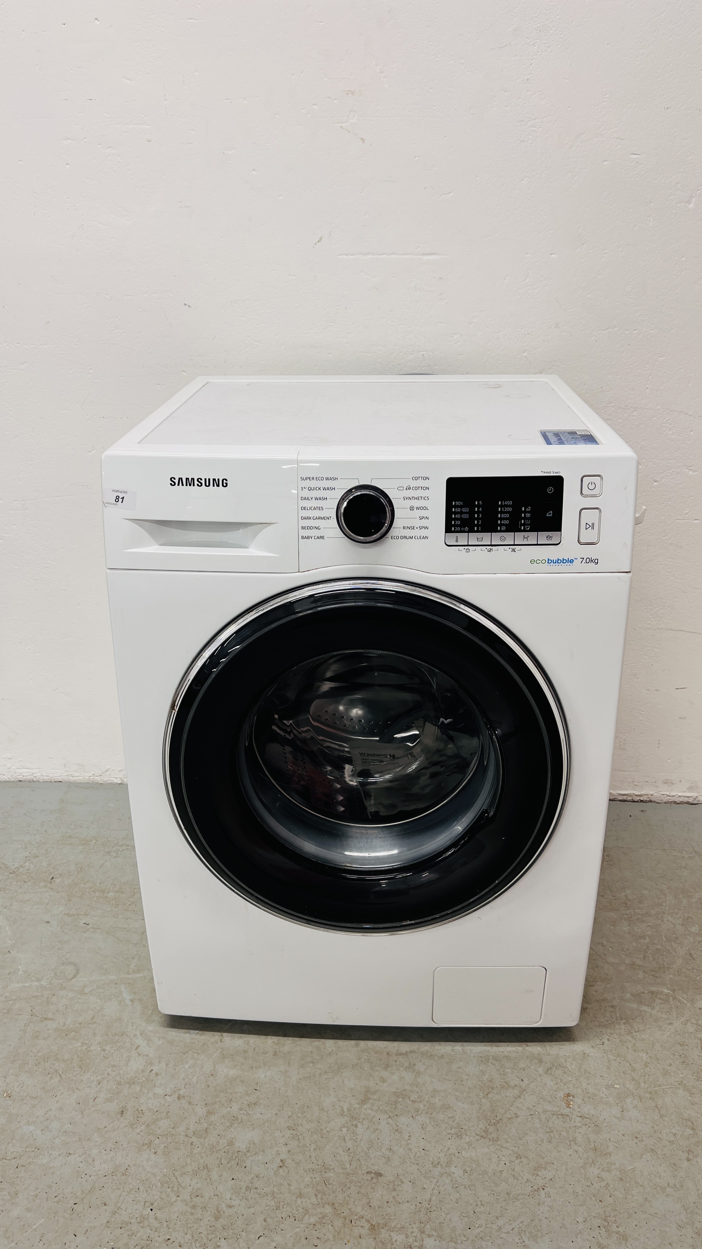 A SAMSUNG ECO BUBBLE 7KG WASHING MACHINE - SOLD AS SEEN.