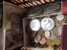 TUB OF MIXED COINS, 1953 PLASTIC SET, CROWNS FROM 1951 ETC.