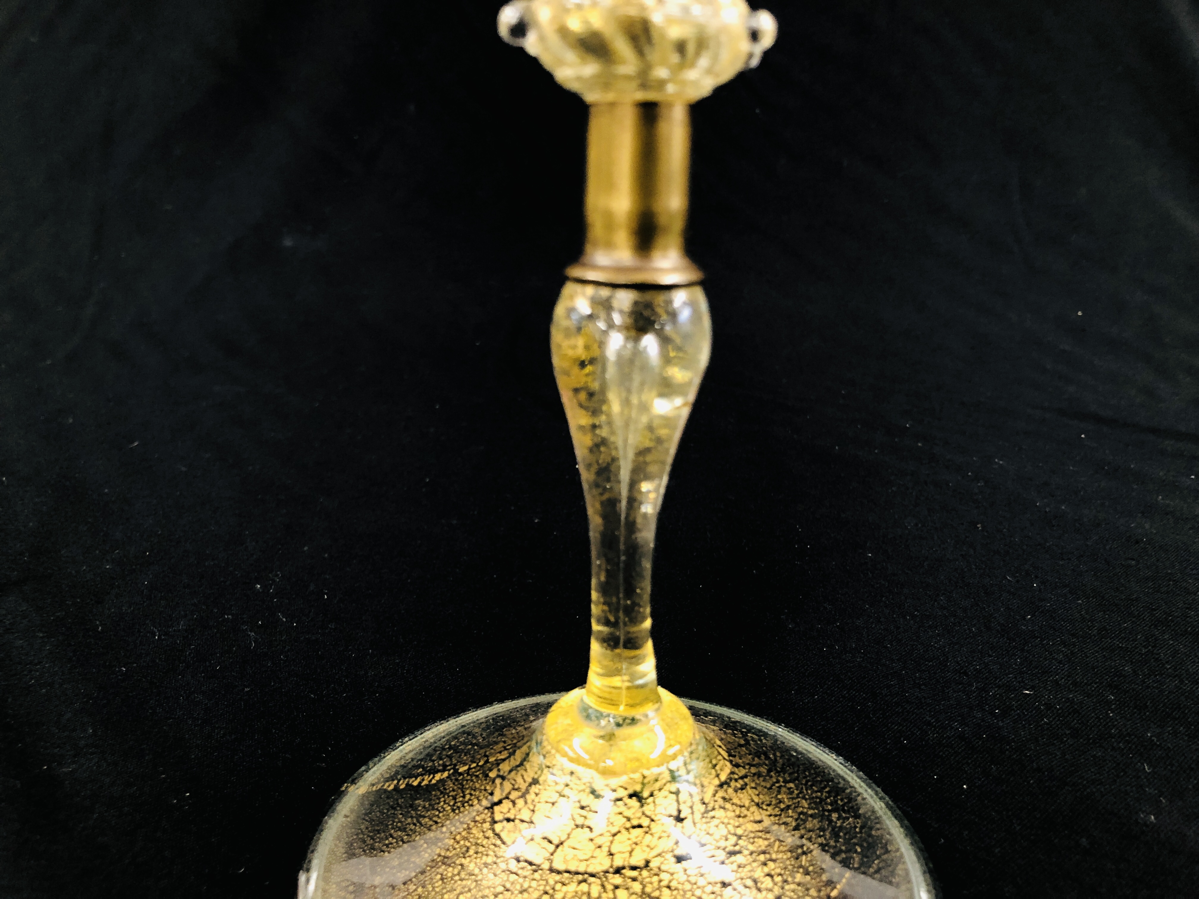 A VENETIAN GLASS WITH CONICAL BOWL, THE STEM WITH WHITE METAL COLLAR, 25.5CM HIGH. - Image 5 of 12