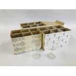 A GROUP OF ZWIESEL GLAS IN ORIGINAL BOXES TO INCLUDE 12 LARGE WINE GLASSES AND 6 SMALLER.