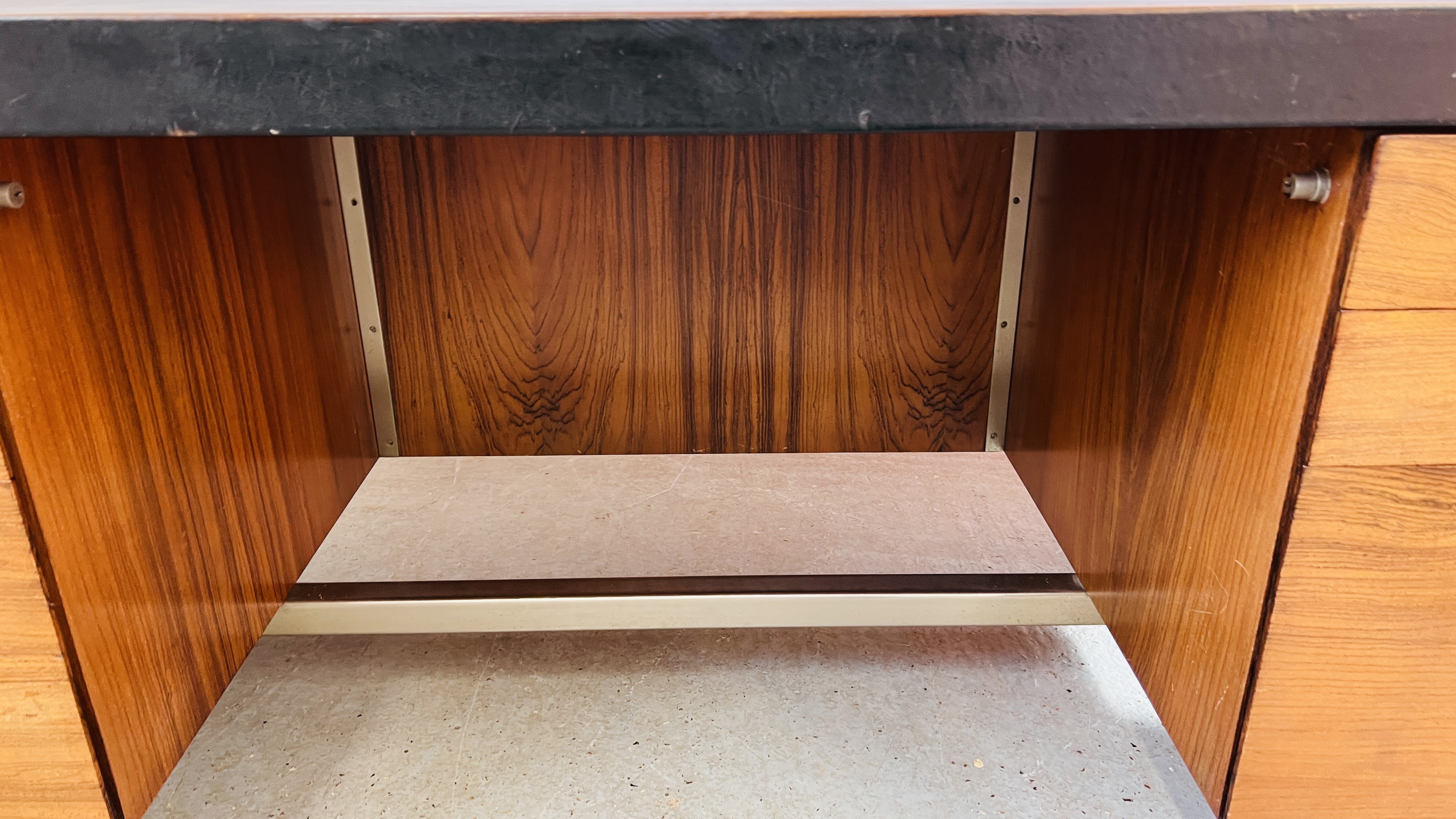 A MID C20TH SEVEN DRAWER DESK - L 183CM X D 92CM X H 73CM. - Image 6 of 11