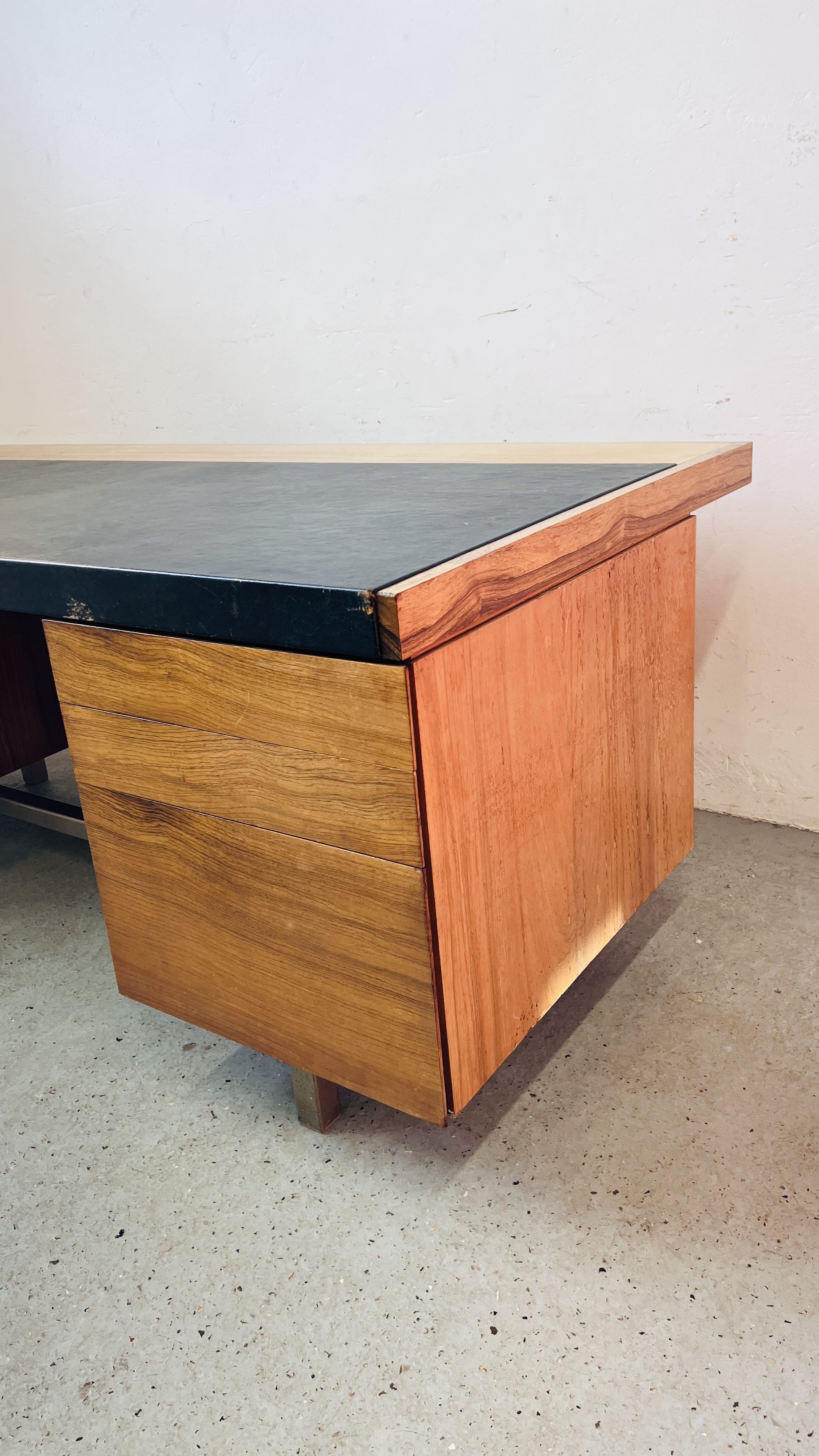 A MID C20TH SEVEN DRAWER DESK - L 183CM X D 92CM X H 73CM. - Image 2 of 11