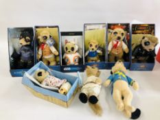 SEVEN BOXED COMPARE THE MARKET SOFT MEERKAT COLLECTORS TEDDIES TO INCLUDE YAKOV, VASSILY,
