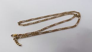 A 9CT GOLD FLAT LINK NECKLACE, LENGTH 61CM.