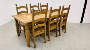 A MEXICAN PINE DINING TABLE 178 X 91CM.