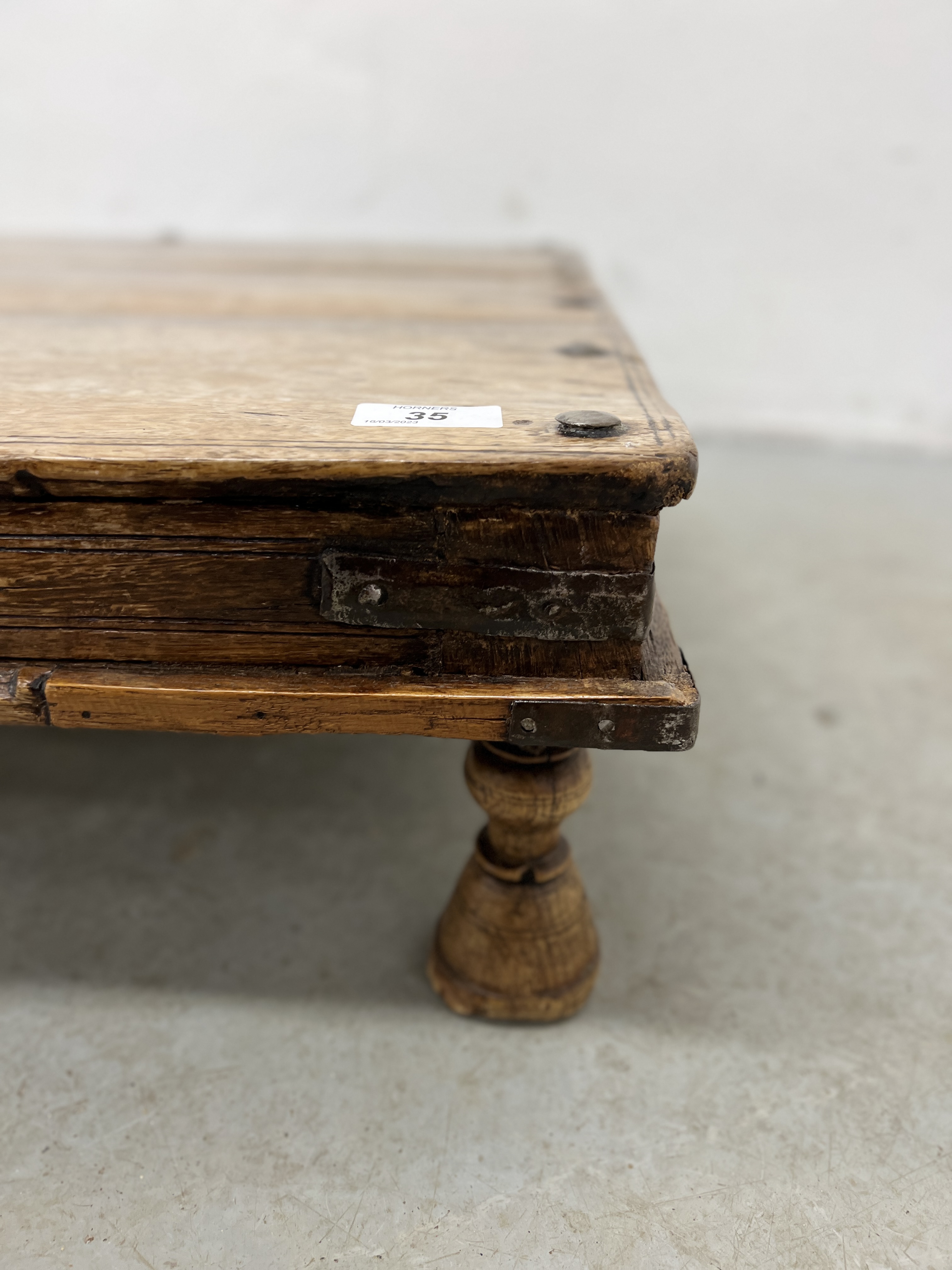 A MIDDLE EASTERN HARDWOOD LOW COFFEE TABLE W 61CM X D 60CM X H 19CM. - Image 7 of 8