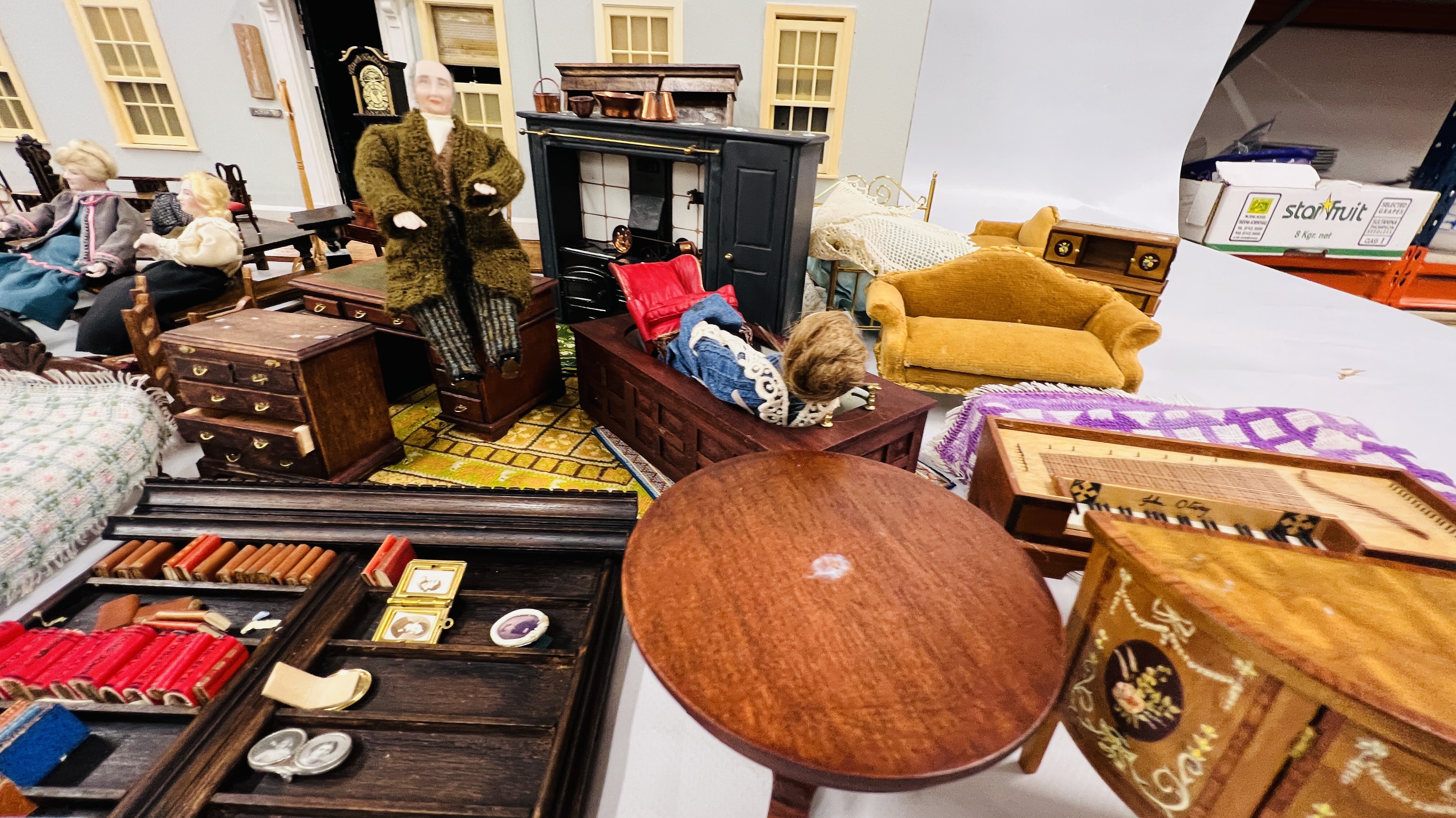 A LARGE DOLLS HOUSE WITH DUTCH GABLES AND ATTIC, BEDROOMS HOBART-COBBE, W 93CM, D 54CM, - Image 12 of 28