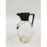 AN ANTIQUE SILVER MOUNTED CLARET JUG, LONDON ASSAY JH JM, H 20.