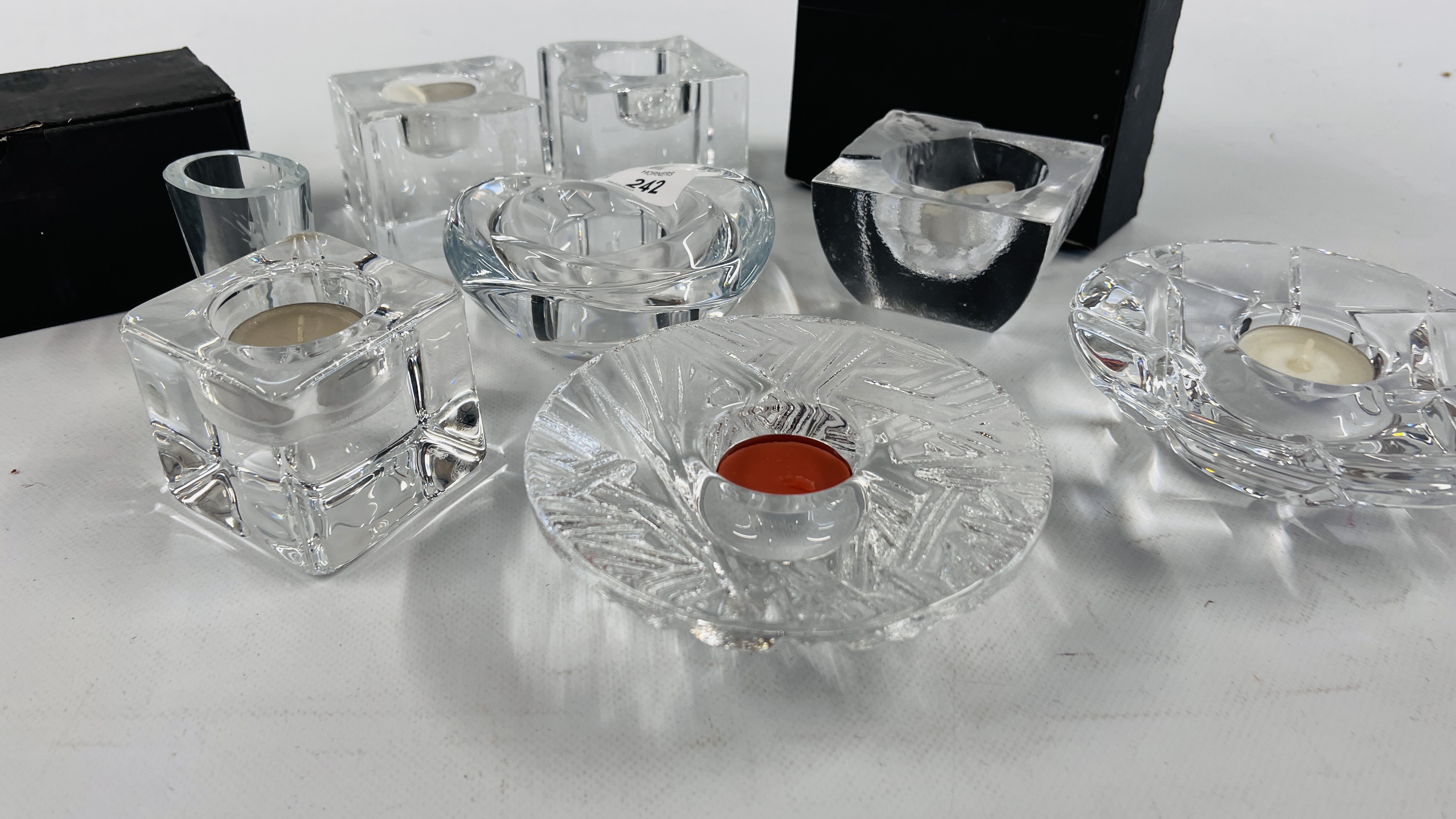 2 x BOXED ORREFORS GLASS CANDLE HOLDERS TO INCLUDE MADISON & PUZZLE AND ONE OTHER TEA LIGHT HOLDER - Image 2 of 6