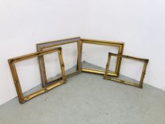 4 X GILT FRAMED PICTURE FRAMES - VARIOUS SIZES.