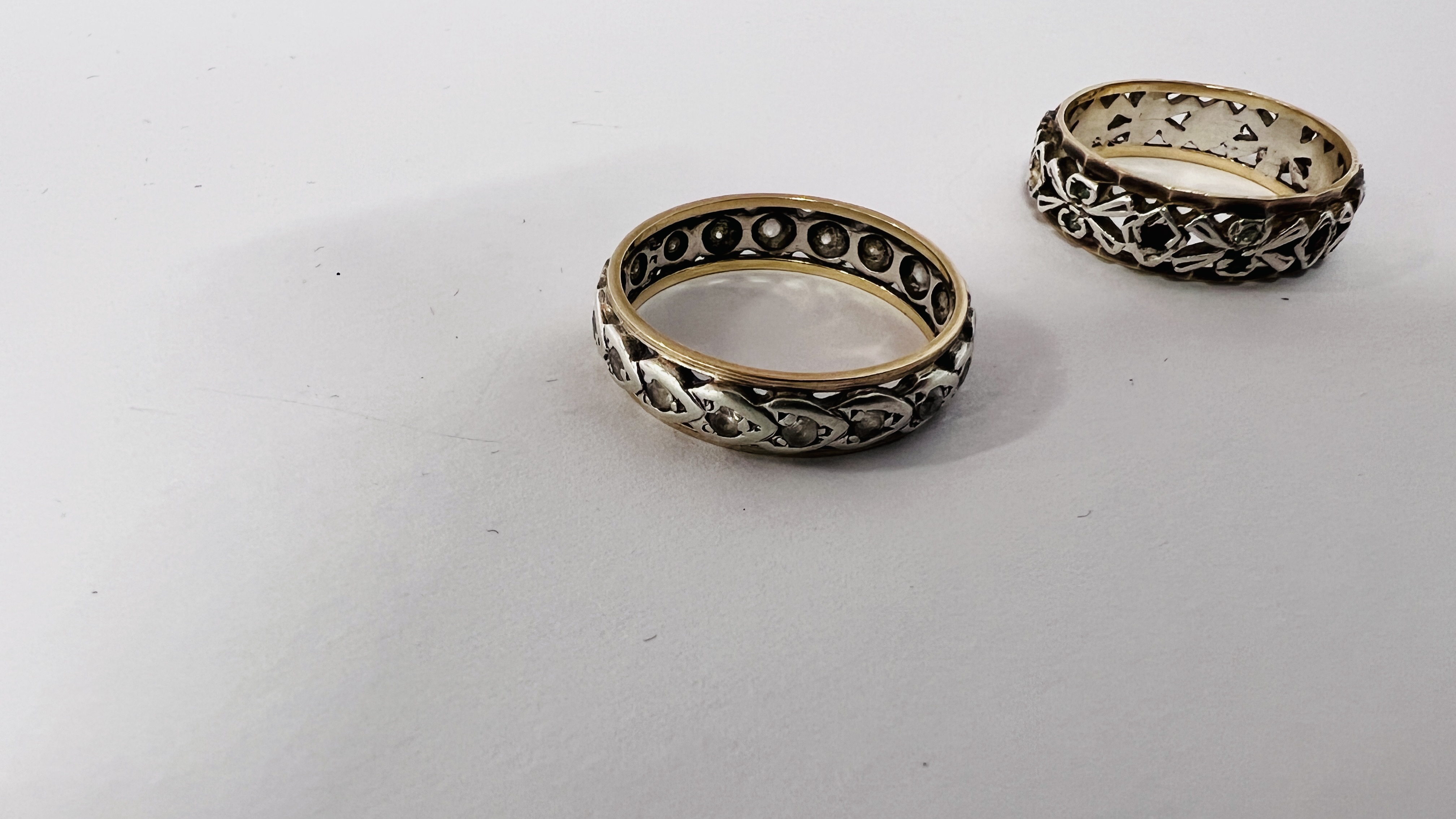TWO 9CT GOLD AND SILVER ETERNITY RINGS. - Image 3 of 4