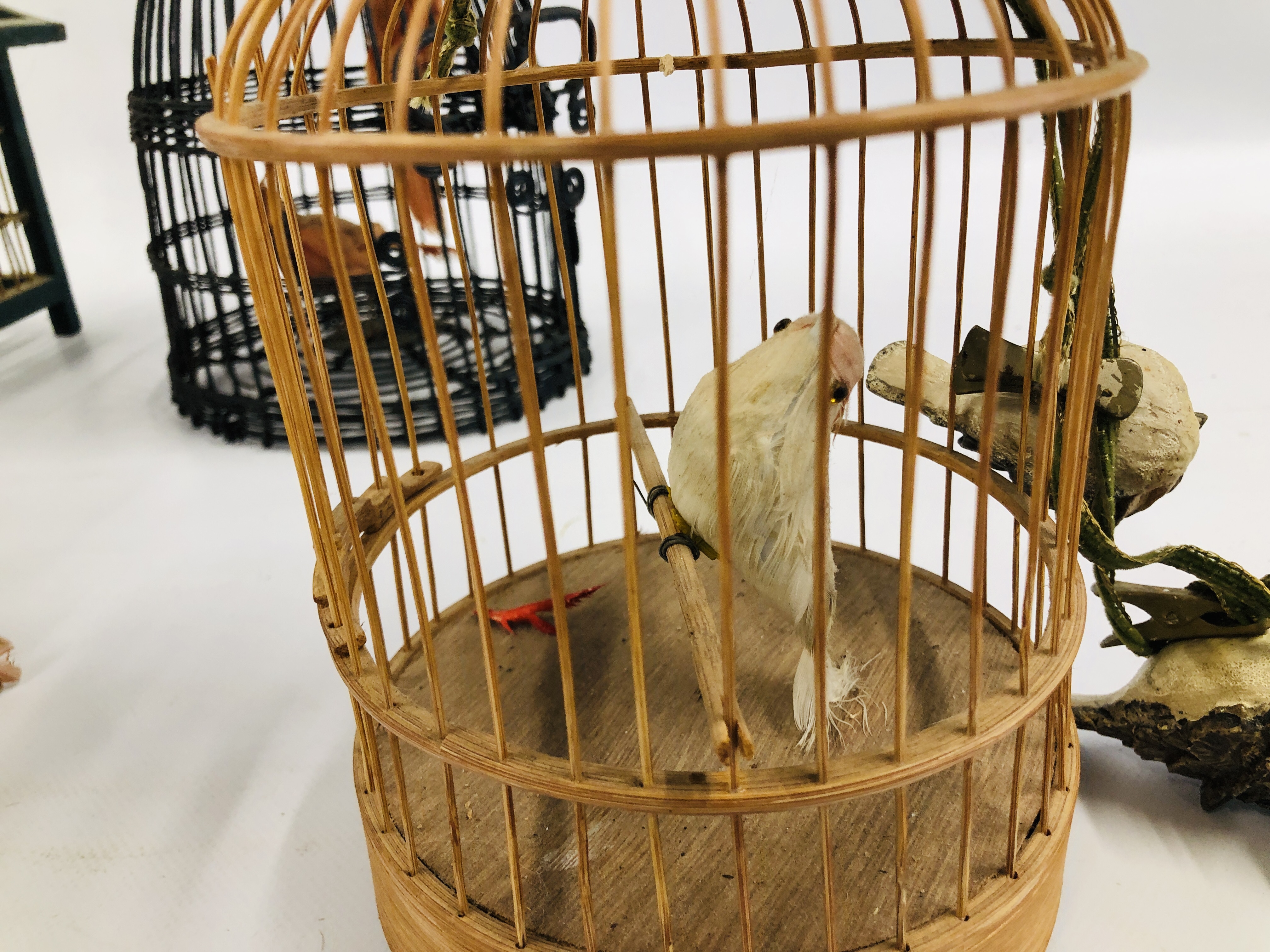 A GROUP OF THREE HAND CRAFTED VINTAGE STYLE BIRD CAGES AND A BELL, ETC. - Image 3 of 9