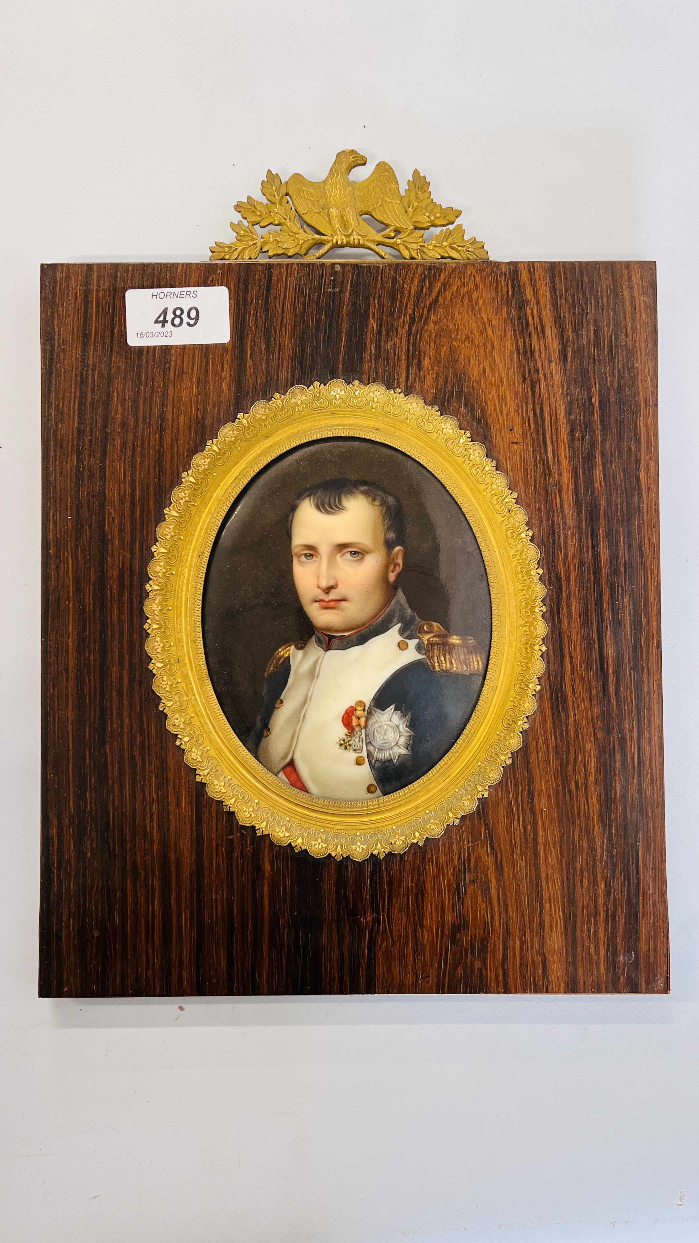 AN OVAL ENAMELLED PLAQUE OF NAPOLEON BY J.