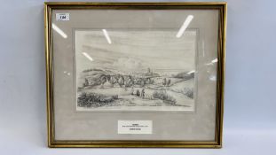 ROBERT BLAKE - CROMER FROM A FIELD BEHIND MR. GURNEY'S HOUSE, 1931 DRAWING 23 X 34CM.