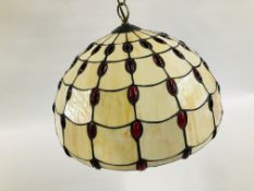 A TIFFANY STYLE LIGHT SHADE AND FITTING A/F - SOLD AS SEEN