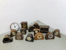 3 X BOXES OF ASSORTED VINTAGE AND MODERN MANTEL CLOCKS FOR RESTORATION TO INCLUDE SMITHS ALONG WITH