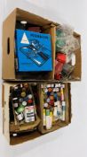 A BOX OF ASSORTED VINTAGE TRACKSIDE BUILDINGS AND ACCESSORIES, PAINT, ETC. TO INCLUDE A BOXED M.A.