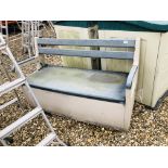 A UPVC GARDEN BENCH WITH STORAGE SEAT,