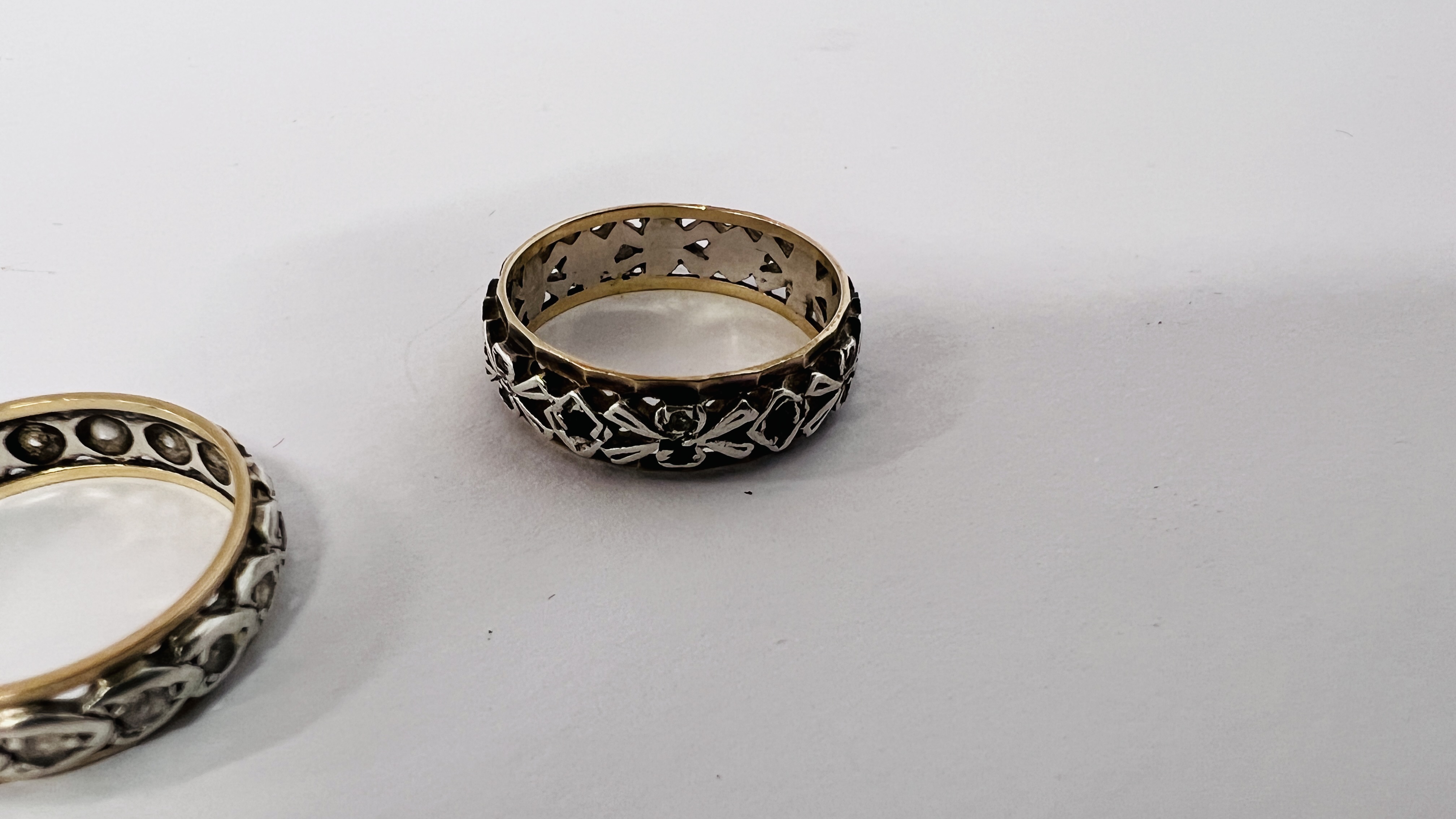 TWO 9CT GOLD AND SILVER ETERNITY RINGS. - Image 2 of 4